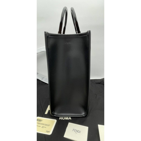 ❌❌SOLD!❌❌NEW Fendi Sunshine Tote Medium Black Leather Shopper Shoulder Bag Purse - Picture 8 of 11